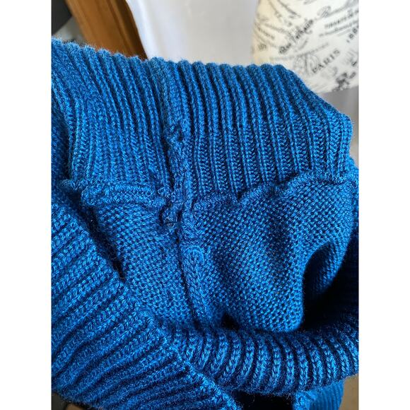 Dolman Sleeve Teal Blue Acrylic Cowl Neck Sweater Small - Picture 3 of 7